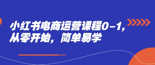 小红书电商运营课程0-1，从零开始，简单易学-旺仔资源库