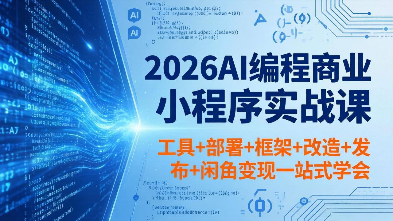 2026AI编程商业小程序实战课，工具+部署+框架+改造+发布+闲鱼变现一站式学会-旺仔资源库