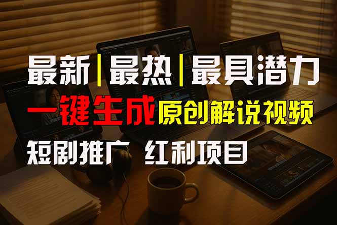 短剧推广新思路，AI一键生成原创解说视频，10分钟产出100条，30天赚了5.5w-旺仔资源库