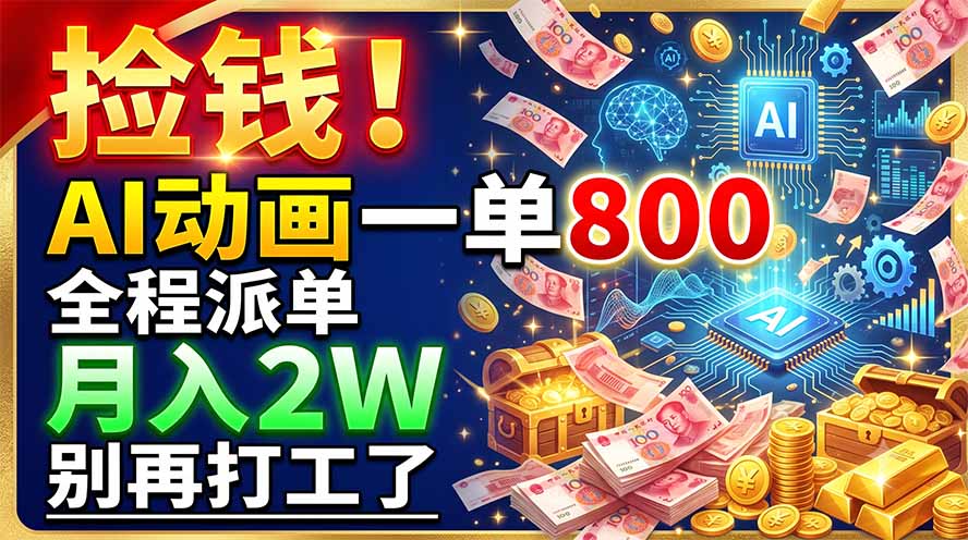 捡钱！AI动画一单800，全程派单，月入2W，别再打工了-旺仔资源库