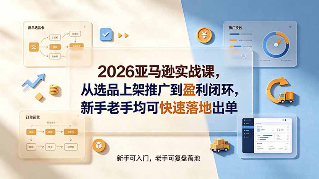 2026亚马逊实战课,从选品上架推广到盈利闭环,新手老手均可快速落地出单-旺仔资源库