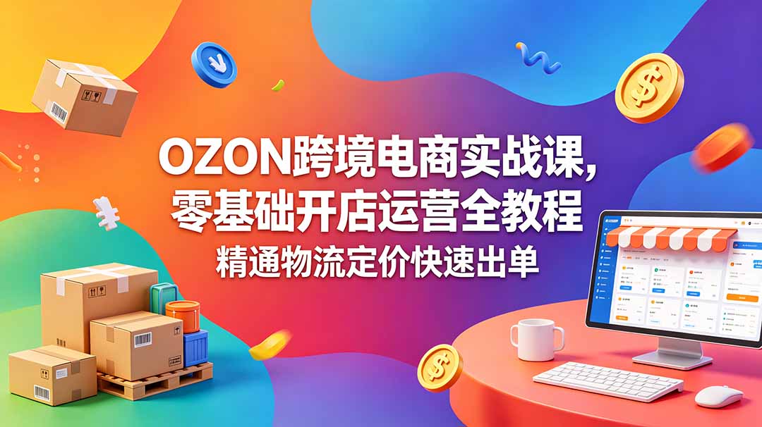 OZON 跨境电商实战课，零基础开店运营全教程，精通物流定价快速出单-旺仔资源库