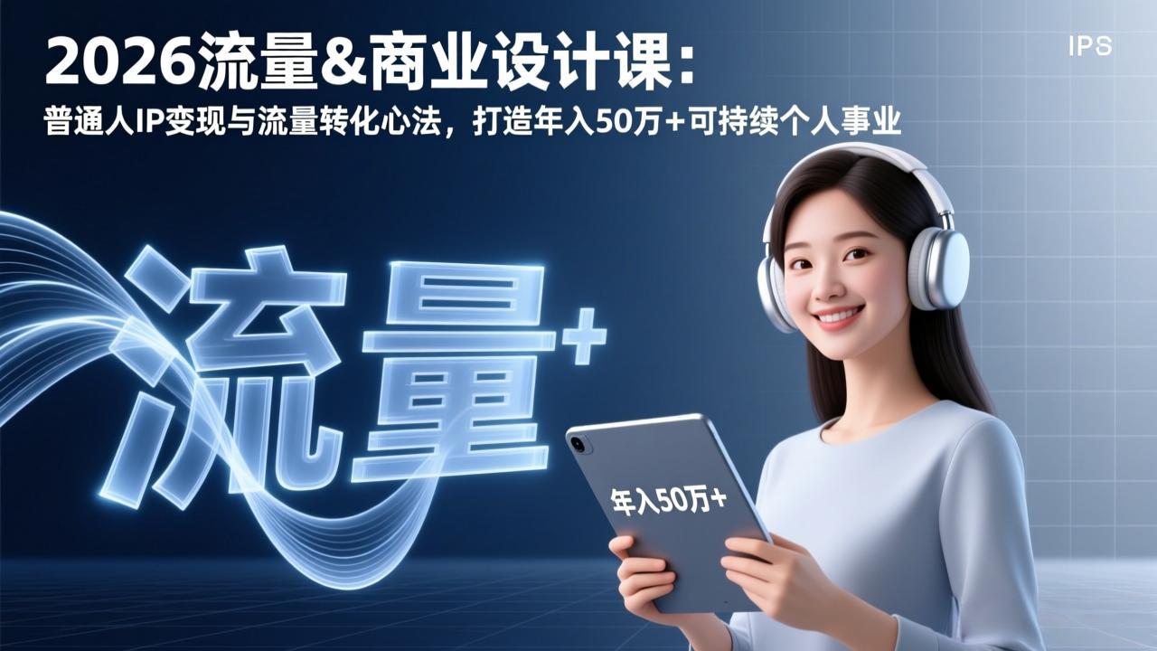 2026流量&商业设计课：普通人IP变现与流量转化心法，打造年入50万+可持续个人事业-旺仔资源库