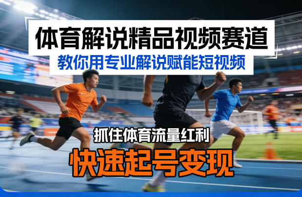 体育解说精品视频赛道，教你用专业解说赋能短视频，抓住体育流量红利，快速起号变现-旺仔资源库