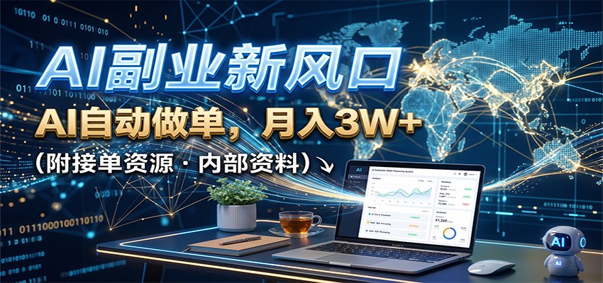 AI副业新风口，AI自动做单，月入3W+，附接单资源-旺仔资源库
