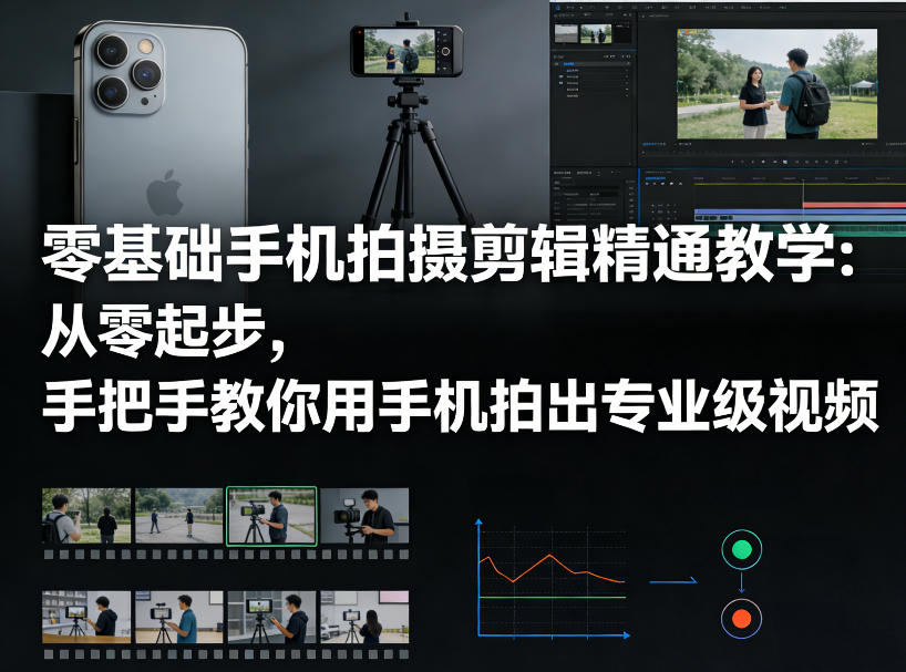 零基础手机拍摄剪辑精通教学：从零起步，手把手教你用手机拍出专业级视频-旺仔资源库