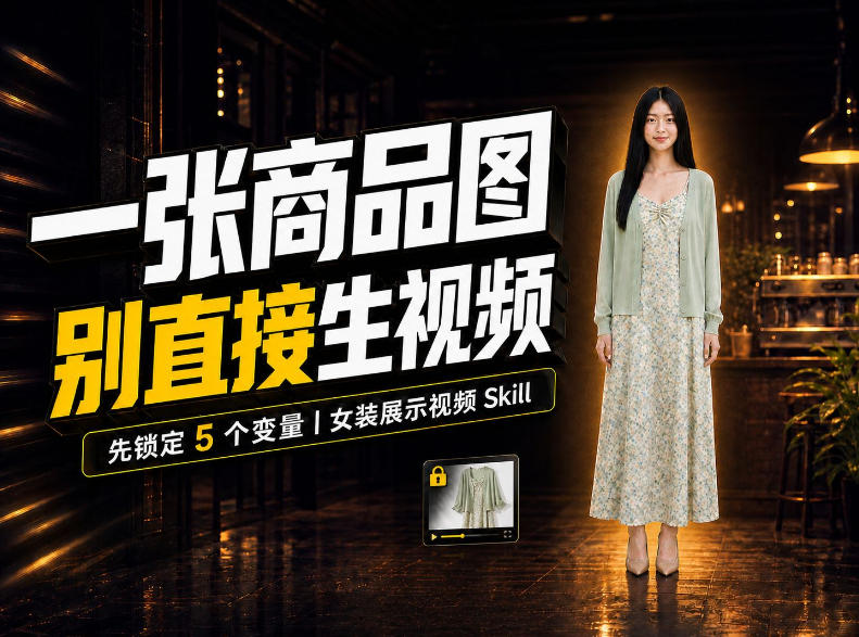 女装AI视频总翻车？问题不在提示词，女装展示视频Skill先锁定5个变量！-旺仔资源库