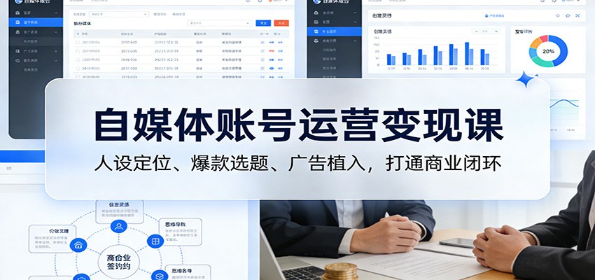 自媒体账号运营变现课：人设定位、爆款选题、广告植入，打通商业闭环-旺仔资源库