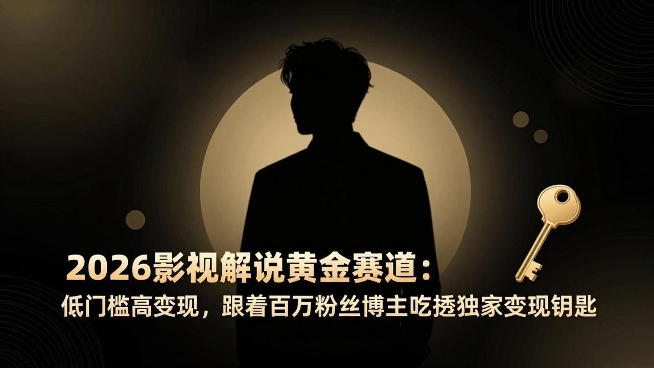 2026影视解说黄金赛道：低门槛高变现，跟着百万粉丝博主吃透独家变现钥匙-旺仔资源库