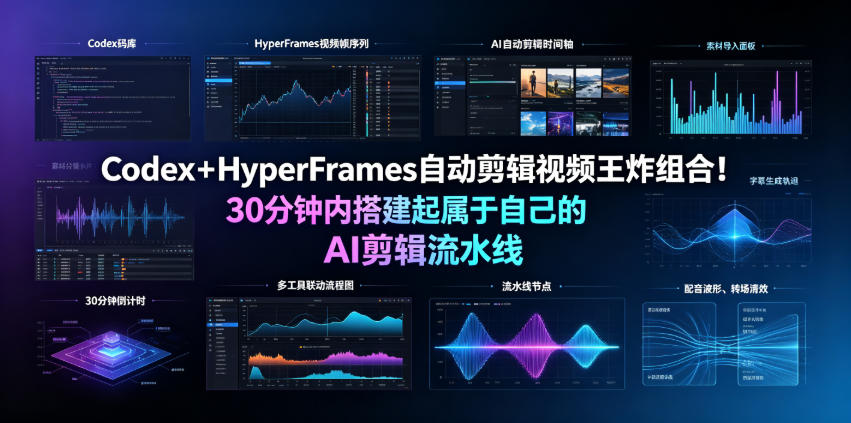 Codex+HyperFrames自动剪辑视频王炸组合!30分钟内搭建起属于自己的AI剪辑流水线(完整版实操教程手册)-旺仔资源库