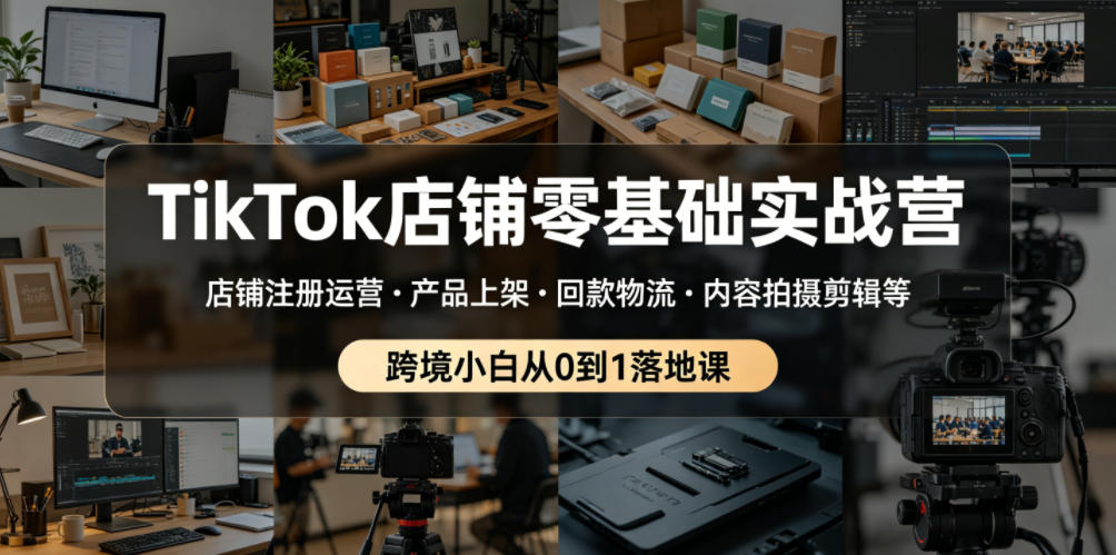 TikTok店铺零基础实战营,店铺注册运营・产品上架・回款物流・内容拍摄剪辑等 ,跨境小白从0到1落地课-旺仔资源库