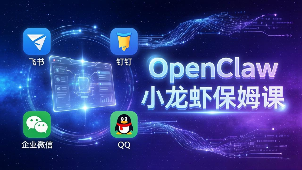 OpenClaw小龙虾保姆课： Windows/macOS/Linux/Docker全系统安装，飞书+钉钉+企业微信+QQ 全接入-旺仔资源库