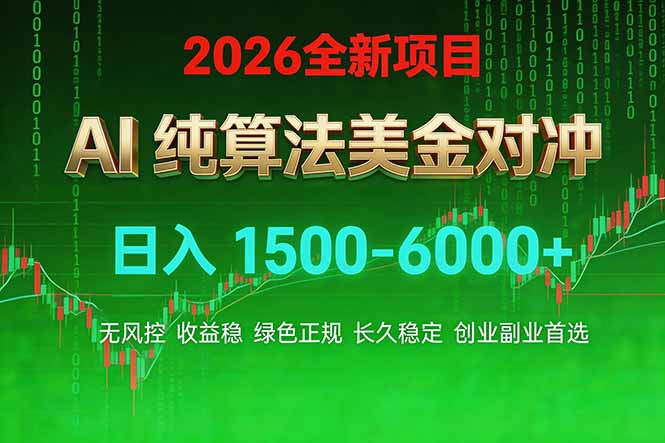 2026 全新美金对冲项目,不套平台赠金,不封号,纯算法对冲,日入 1500-6000+-旺仔资源库