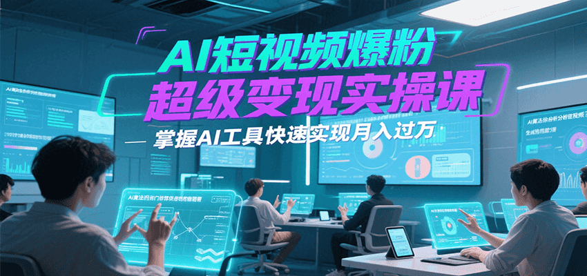 AI短视频爆粉超级变现实操课，掌握AI工具快速实现月入过万-旺仔资源库