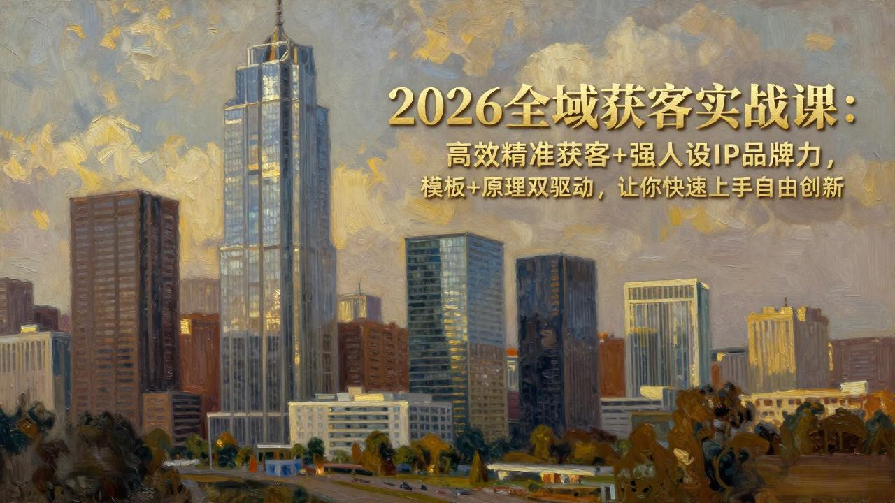 2026全域获客实战课：高效精准获客+强人设IP品牌力，模板+原理双驱动，让你快速上手自由创新-旺仔资源库