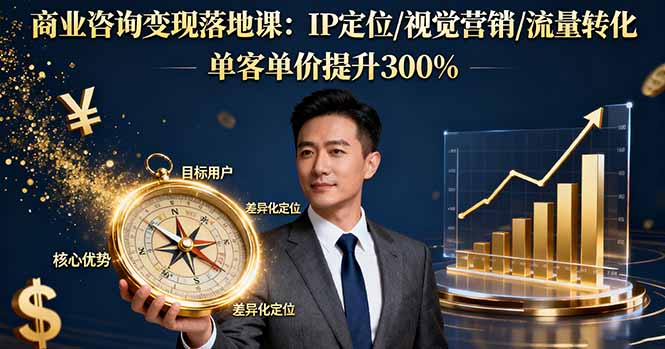 商业咨询变现落地课：IP定位/视觉营销/流量转化，单客单价提升300%-旺仔资源库