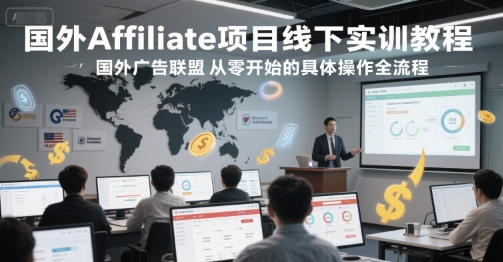 国外Affiliate项目线下实训教程，国外广告联盟从零开始的具体操作全流程-旺仔资源库