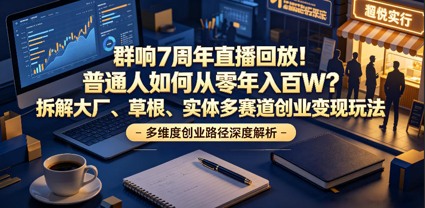 群响7周年直播回放！普通人如何从零年入百W？拆解大厂、草根、实体多赛道创业变现玩法(更新)-旺仔资源库