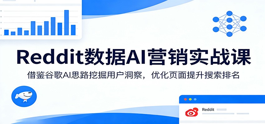Reddit数据AI营销实战课：借鉴谷歌AI思路挖掘用户洞察，优化页面提升搜索排名-旺仔资源库