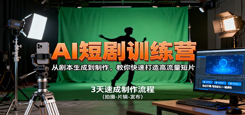 AI短剧训练营，从剧本生成到制作，教你快速打造高流量短片-旺仔资源库