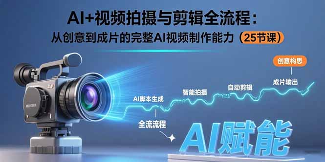 AI+视频拍摄与剪辑全流程：从创意到成片的完整AI视频制作能力(25节课-旺仔资源库