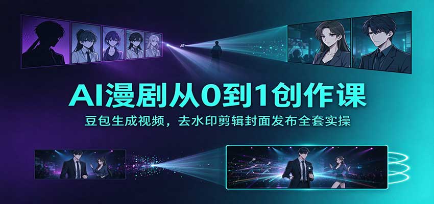 AI漫剧从0到1创作课：豆包生成视频，去水印剪辑封面发布全套实操-旺仔资源库