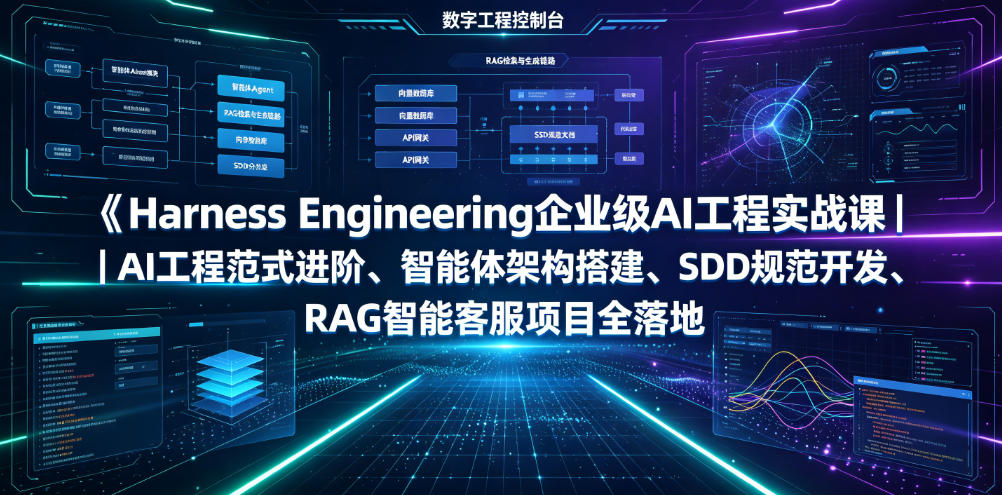 Harness Engineering企业级AI工程实战课|AI工程范式进阶、智能体架构搭建、SDD规范开发、RAG智能客服项目全落地-旺仔资源库