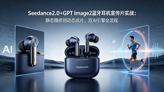 Seedance2.0+GPT Image2蓝牙耳机宣传片实战：静态精修到动态成片，双AI引擎全流程-旺仔资源库