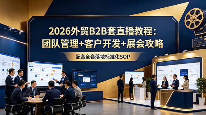 2026外贸B2B套直播教程:团队管理+客户开发+展会攻略,配套全套落地标准化SOP-旺仔资源库
