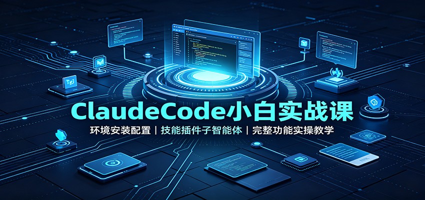 ClaudeCode小白实战课:环境安装配置,技能插件子智能体,完整功能实操教学-旺仔资源库
