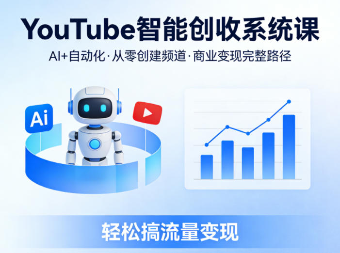 YouTube智能创收系统课，AI+自动化，从零创建YouTube频道并实现商业变现的完整路径，轻松搞流量变现-旺仔资源库