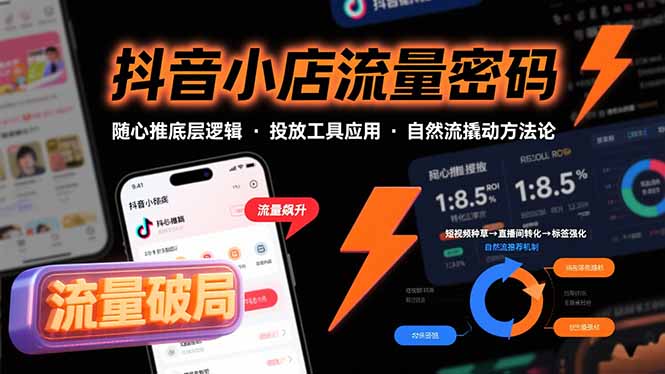 抖音小店流量密码，随心推底层逻辑，投放工具应用，自然流撬动核心方法论-旺仔资源库