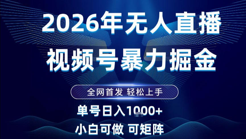 2026最新视频号无人直播掘金，全网首发，小白可以玩，长期稳定日入1k+【揭秘】-旺仔资源库