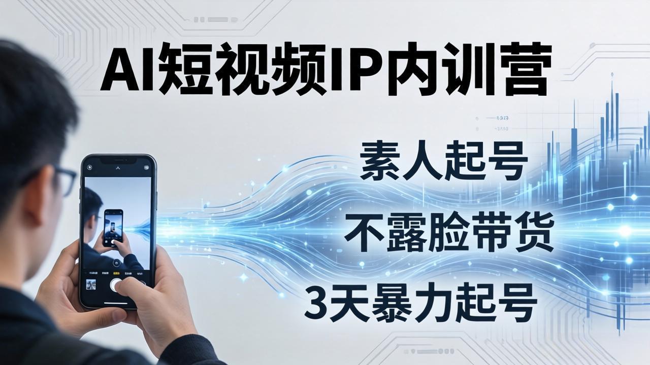 2026AI短视频IP内训营：从素人起号到不露脸带货，3天暴力起号全流程拆解-旺仔资源库