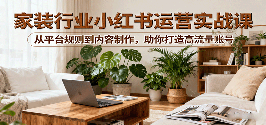 小红书家装行业运营实战课：从平台规则到内容制作，助你打造高流量账号-旺仔资源库