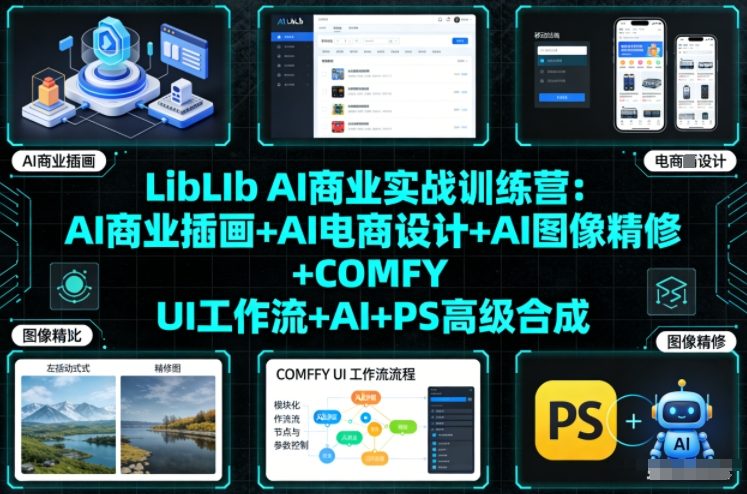 LibLIb AI商业实战训练营:AI商业插画+AI电商设计+AI图像精修+COMFY UI工作流+AI+PS高级合成-旺仔资源库