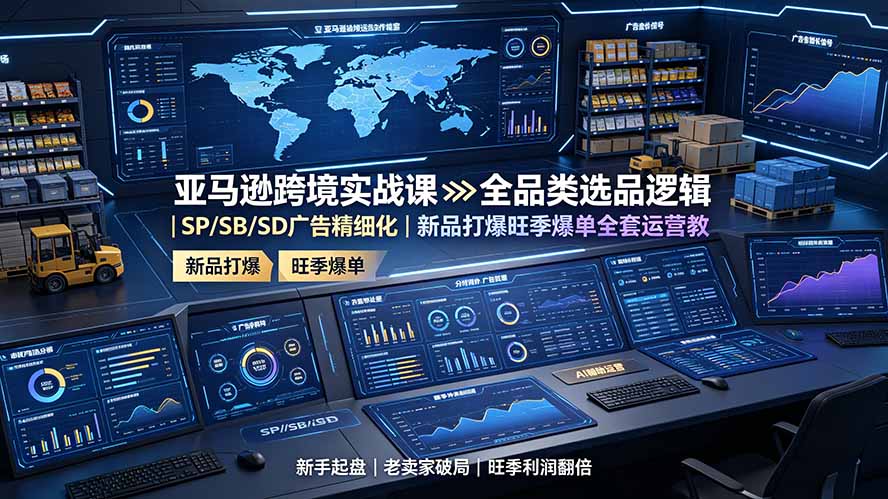 亚马逊跨境实战课：全品类选品逻辑｜SP/SB/SD广告精细化｜新品打爆旺季爆单全套运营教程-旺仔资源库