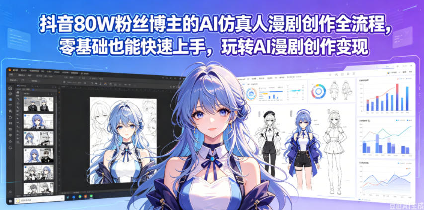 抖音80W粉丝博主的AI仿真人漫剧创作全流程，零基础也能快速上手，玩转AI漫剧创作变现-旺仔资源库