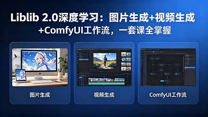Liblib 2.0深度学习：图片生成+视频生成+ComfyUI工作流，一套课全掌握-旺仔资源库