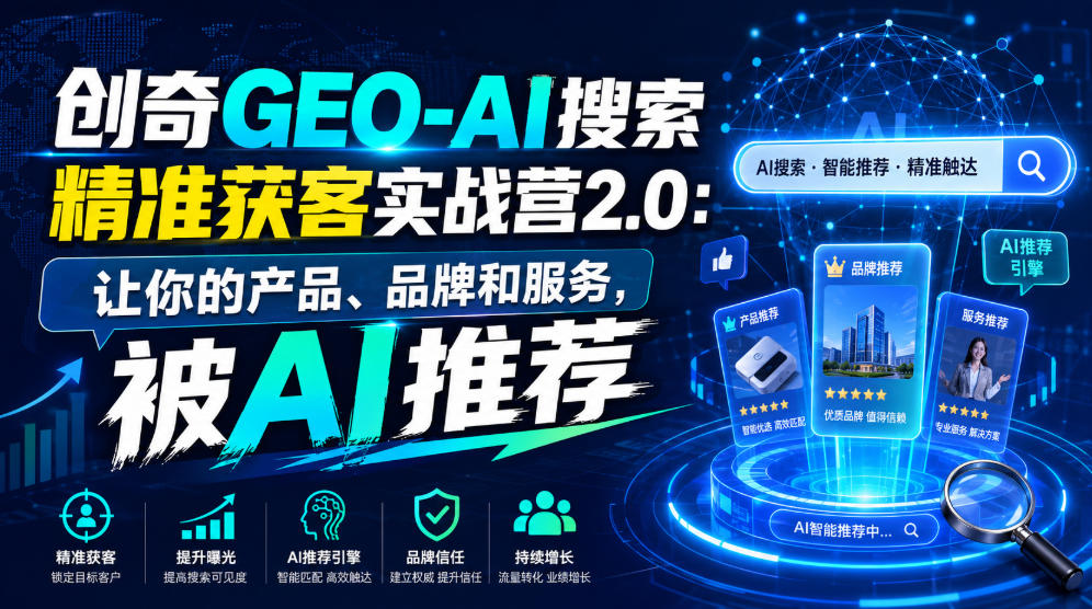 创奇GEO-AI搜索精准获客实战营2.0：让你的产品、品牌和服务，被AI推荐-旺仔资源库
