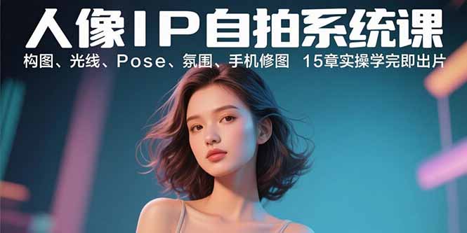 人像IP自拍系统课：构图、光线、Pose、氛围、手机修图 15章实操学完即出片-旺仔资源库