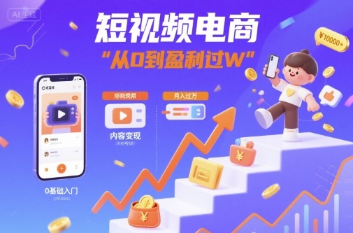 短视频电商：短视频变现从0到盈利过W-旺仔资源库
