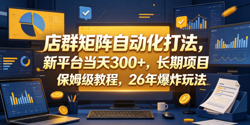 店群矩阵自动化打法，新平台当天300+，长期项目，保姆级教程，26年爆炸玩法【揭秘】-旺仔资源库