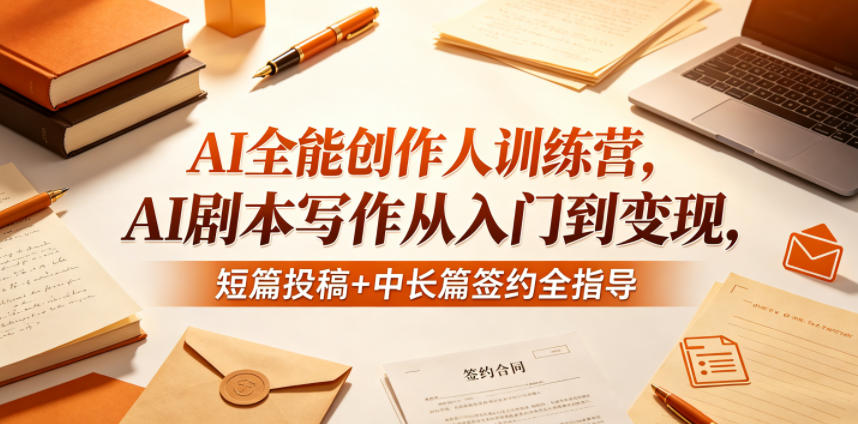 AI全能创作人训练营，AI剧本写作从入门到变现，短篇投稿+中长篇签约全指导-旺仔资源库
