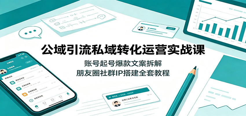 公域引流私域转化运营实战课:账号起号爆款文案拆解,朋友圈社群IP搭建全套教程-旺仔资源库