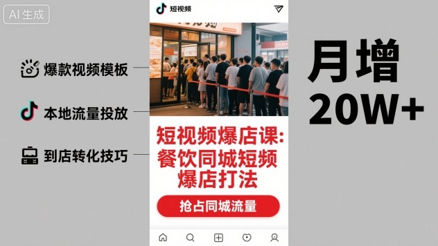短视频爆店课，餐饮同城短视频爆店打法-旺仔资源库