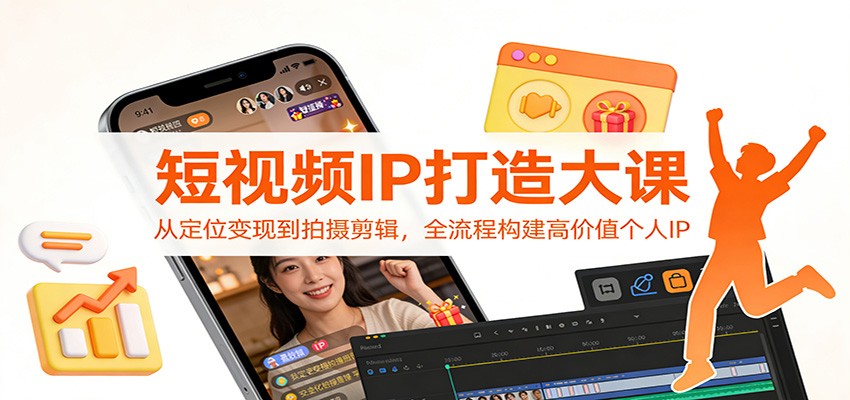 短视频IP打造大课：从定位变现到拍摄剪辑，全流程构建高价值个人IP-旺仔资源库