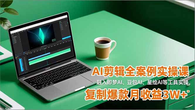 AI剪辑全案例实操课，融入即梦AI、豆包AI、星绘AI等工具实操，复制爆款月收益3W+-旺仔资源库