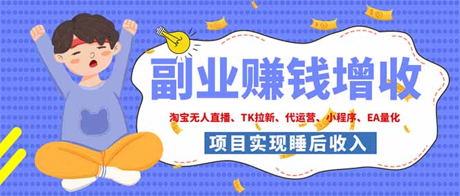 2026年多个真实落地副业项目,手把手带你搭建被动收入管道(淘宝无人直播、海外TK拉新…-旺仔资源库