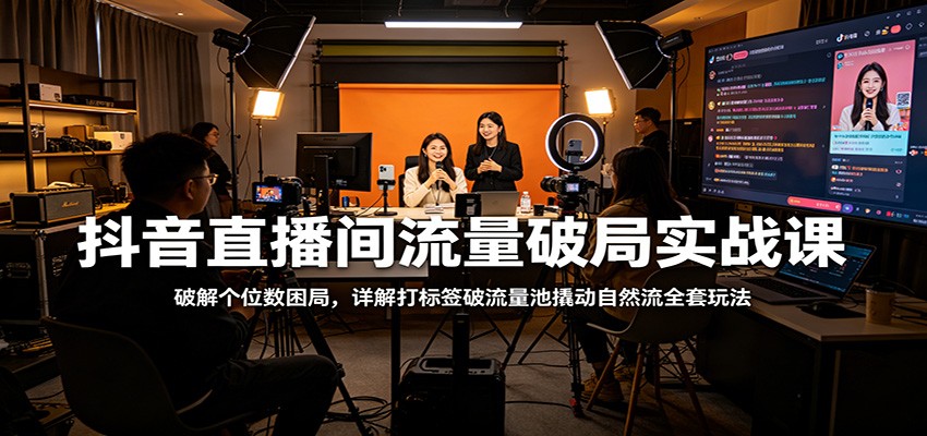 抖音直播间流量破局实战课：破解个位数困局，详解打标签破流量池撬动自然流全套玩法-旺仔资源库